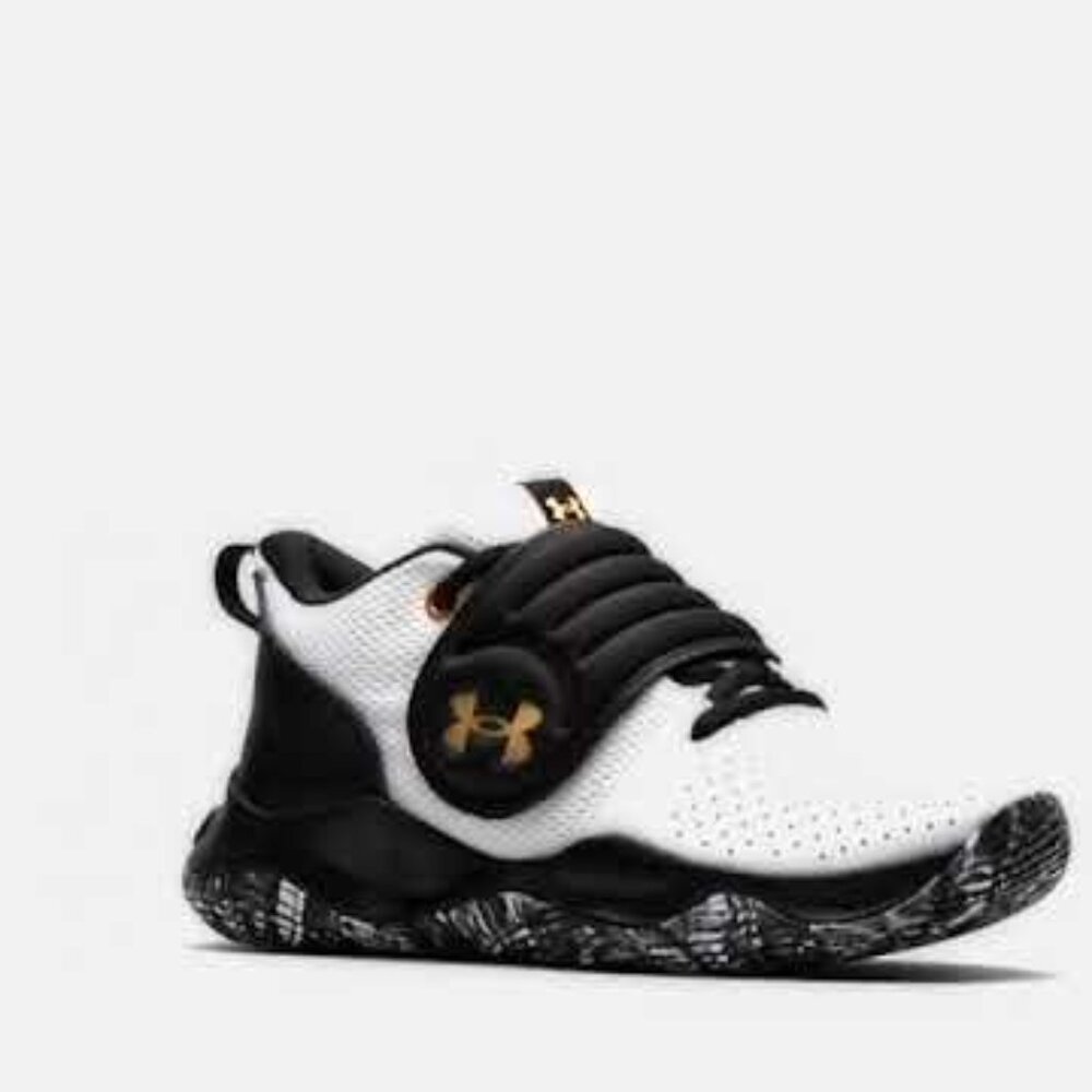 Under Armour Boy's Black White Zone BB Low Top Casual Sneaker Shoes Size 6Y